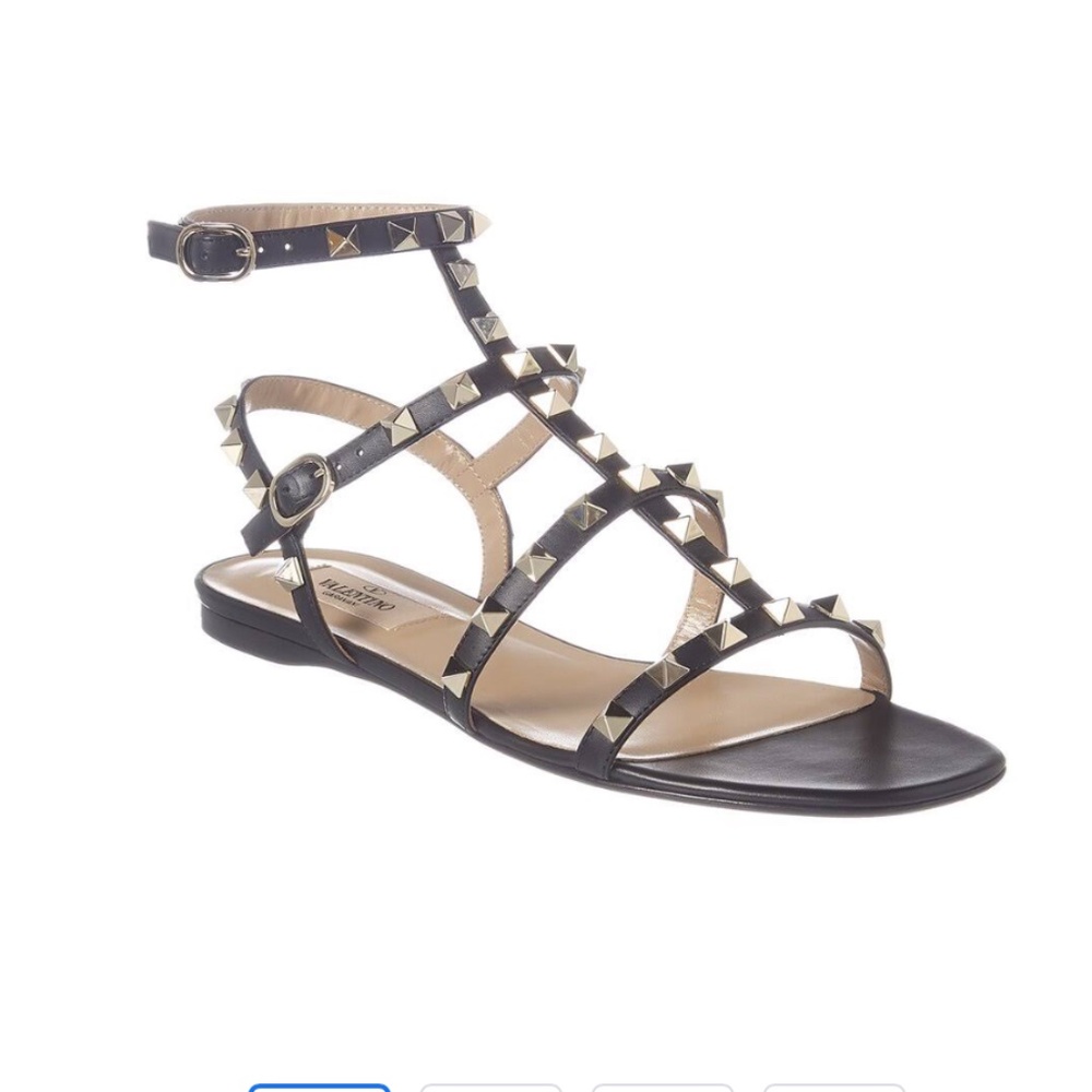 VALENTINO ROCKSTUD CAGED LEATHER ANKLE STRAP SANDAL SIZE 36